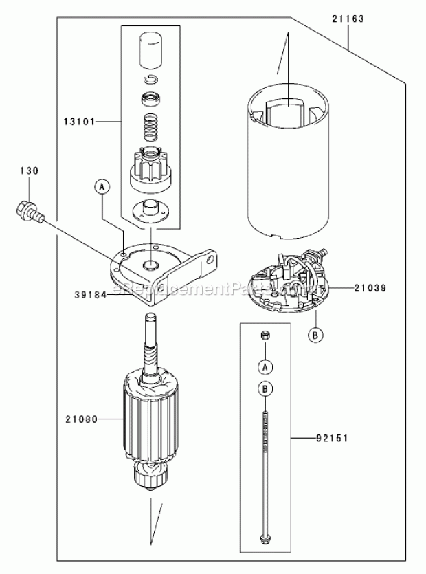 Toro 74417 (270000001-270999999) Z453 Z Master, With 48in Turbo Force Side Discharge Mower, 2007 Starter Assembly Kawasaki Fh680v-As21 Diagram