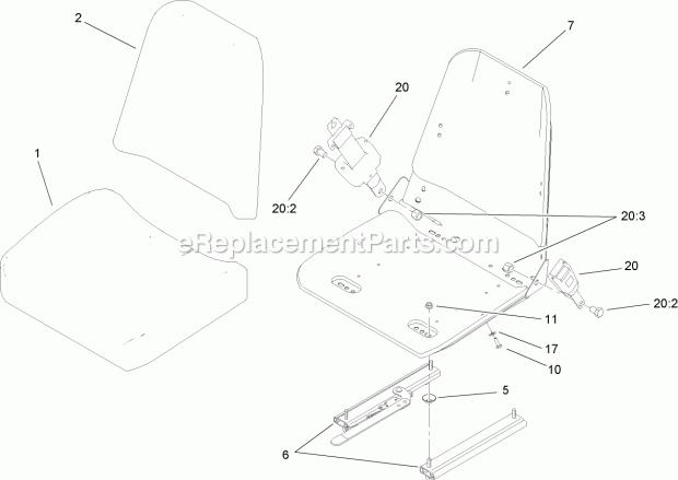 Toro 74418TE (270000001-270002000) Z400 Z Master, With 122cm 7-gauge Side Discharge Mower, 2007 Seat Assembly No. 110-5738 Diagram