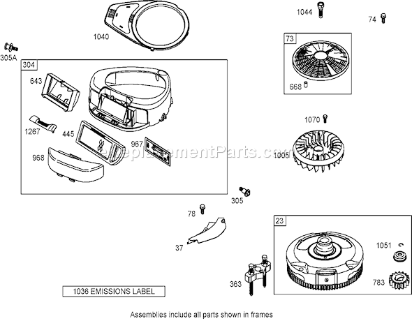 Toro 74420 (270000001-270999999)(2007) Lawn Tractor Blower Housing Assembly Briggs and Stratton 31p777-0125-E1 Diagram