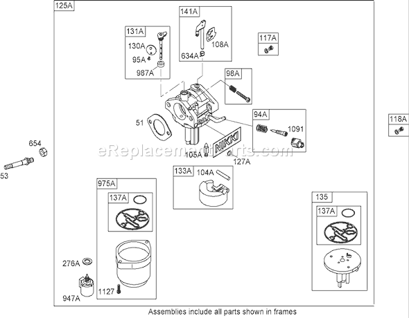 Toro 74420 (270000001-270999999)(2007) Lawn Tractor Carburetor Assembly (Nikki) Briggs and Stratton 31p777-0125-E1 Diagram