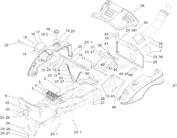 Toro 74432 (270000001-270999999)(2007) Lawn Tractor Styling Assembly Diagram