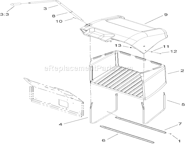 Toro 74433 (270000001-270999999)(2007) Lawn Tractor Grass Bag Assembly Diagram