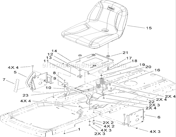 Toro 74433 (290000001-290999999)(2009) Lawn Tractor Seat Assembly Diagram