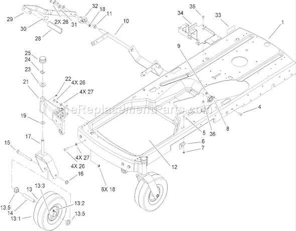 Toro 74434 (270000001-270999999)(2007) Lawn Tractor Frame Assembly Diagram