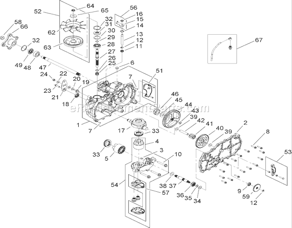 Toro 74434 (270000001-270999999)(2007) Lawn Tractor Lh Hydro Transaxle Assembly No. 112-4760 Diagram