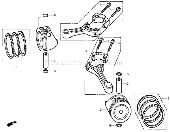 Toro 74434 (270000001-270999999)(2007) Lawn Tractor Piston and Connecting Rod Assembly Honda Gxv530 Exa2 Diagram