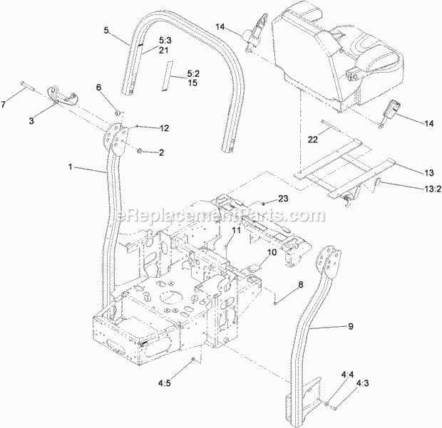 Toro 74444 (310000001-310999999) Z400 Z Master, With 48in Turbo Force Side Discharge Mower, 2010 Roll-Over Protection System Assembly No. 119-6653 Diagram
