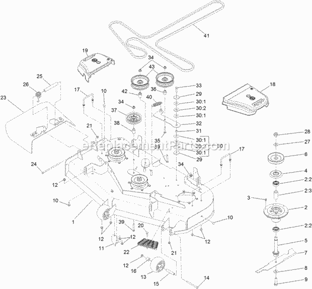 Toro 74450 (400000000-999999999) 48in Titan Hd 1500 Series Riding Mower, 2017 Deck Assembly Diagram