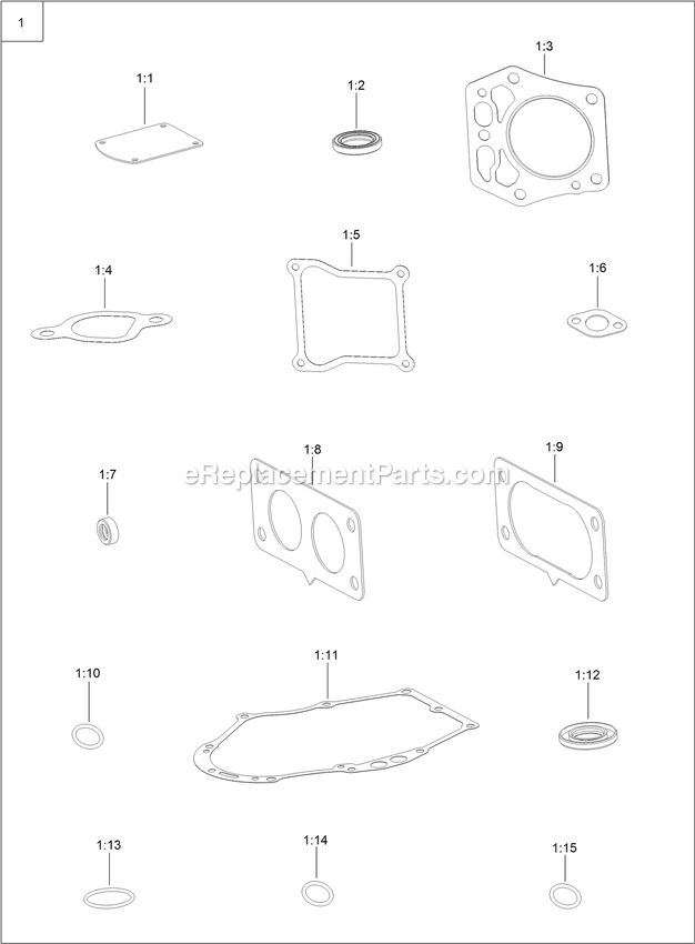 Toro 74450 (403350048-999999999) 48in Titan Hd 1500 Gasket And Seal Kit Diagram