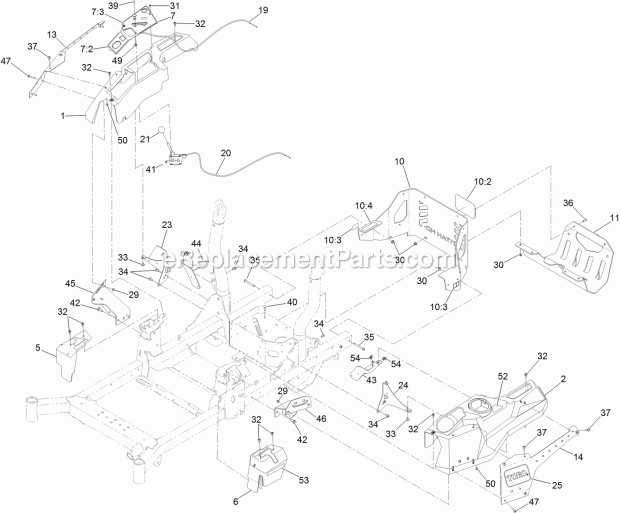 Toro 74451 (400000000-999999999) 52in Titan Hd 1500 Series Riding Mower, 2017 Control Console and Guard Assembly Diagram