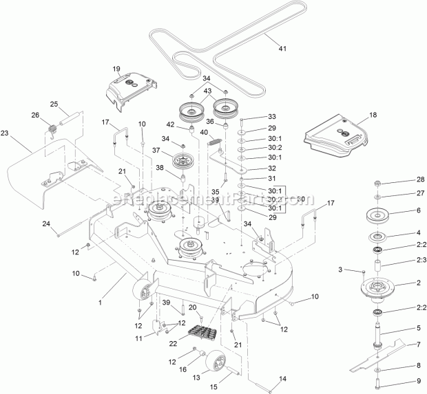 Toro 74460 (400000000-999999999) 48in Titan Hd 2000 Series Riding Mower, 2017 Deck Assembly Diagram