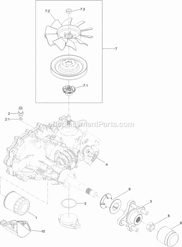 Toro 74463 (400000000-999999999) Titan Hd 2000 Series Riding Mower With 60in Rear-discharge Deck, 2017 Rh Transaxle Assembly No. 126-2884 Diagram