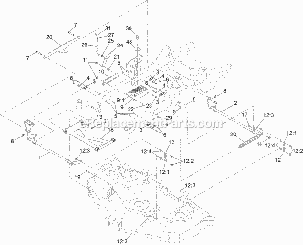 Toro 74463 (400000000-999999999) Titan Hd 2000 Series Riding Mower With 60in Rear-discharge Deck, 2017 Deck Lift Assembly Diagram