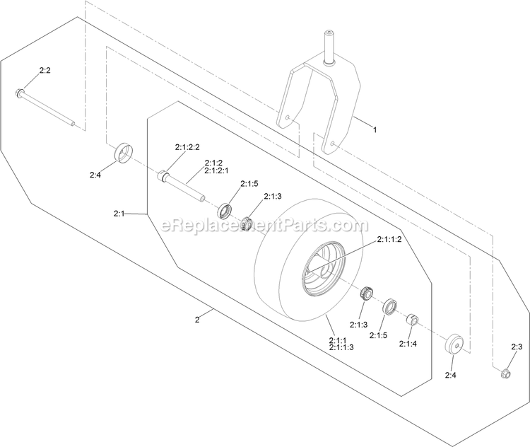 Toro 74471 (404315000-999999999) 52in Titan Hd 2500 Fork And Caster Wheel Assembly Diagram