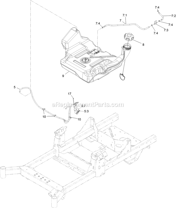 Toro 74493 (407146062-999999999) Z Master Professional 2000 Series Myride 52in Riding Mower Fuel Assembly Diagram