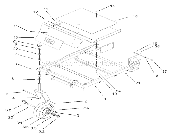 Toro 74502 (230000001-230999999)(2003) Lawn Tractor Front Frame Assembly Diagram
