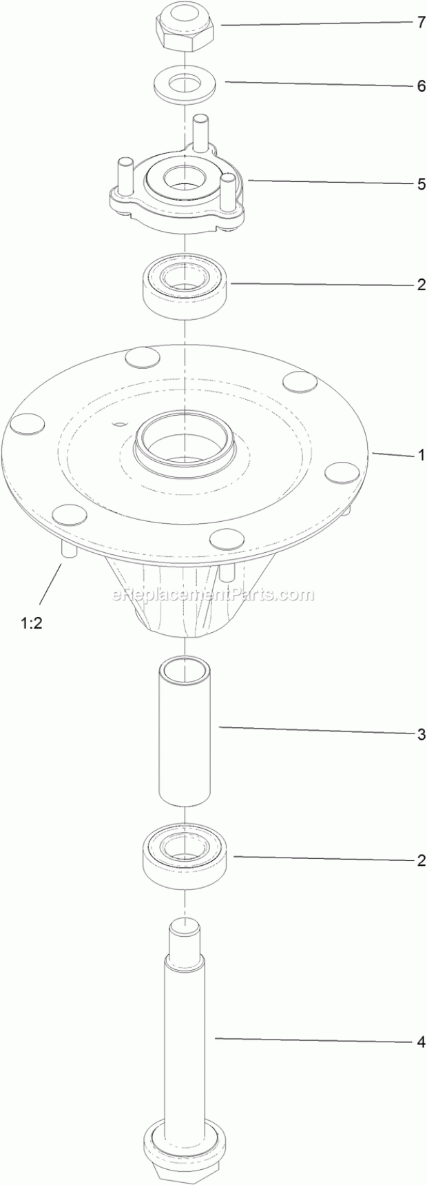 Toro 74504TE (316000001-316999999) Grandstand Mower, With 122cm Turbo Force Cutting Unit, 2016 Spindle Assembly No. 127-0560 Diagram