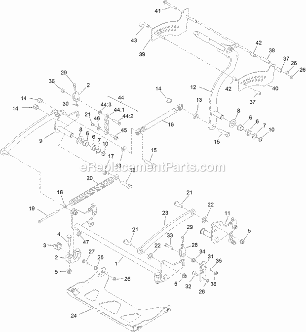 Toro 74504TE (316000001-316999999) Grandstand Mower, With 122cm Turbo Force Cutting Unit, 2016 Deck Lift Assembly Diagram