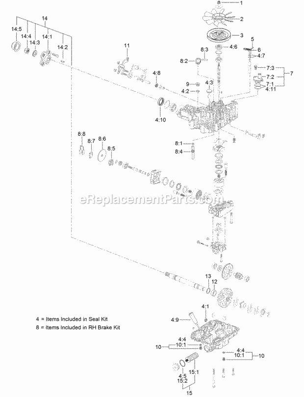 Toro 74504TE (400000000-999999999) Grandstand Mower, With 122cm Turbo Force Cutting Unit, 2017 Lh Transaxle Assembly No. 136-4101 Diagram