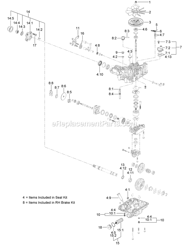 Toro 74513 (403224659-404314199) With 60in Turbo Force Cutting Unit GrandStand Mower Lh Transaxle Assembly Diagram