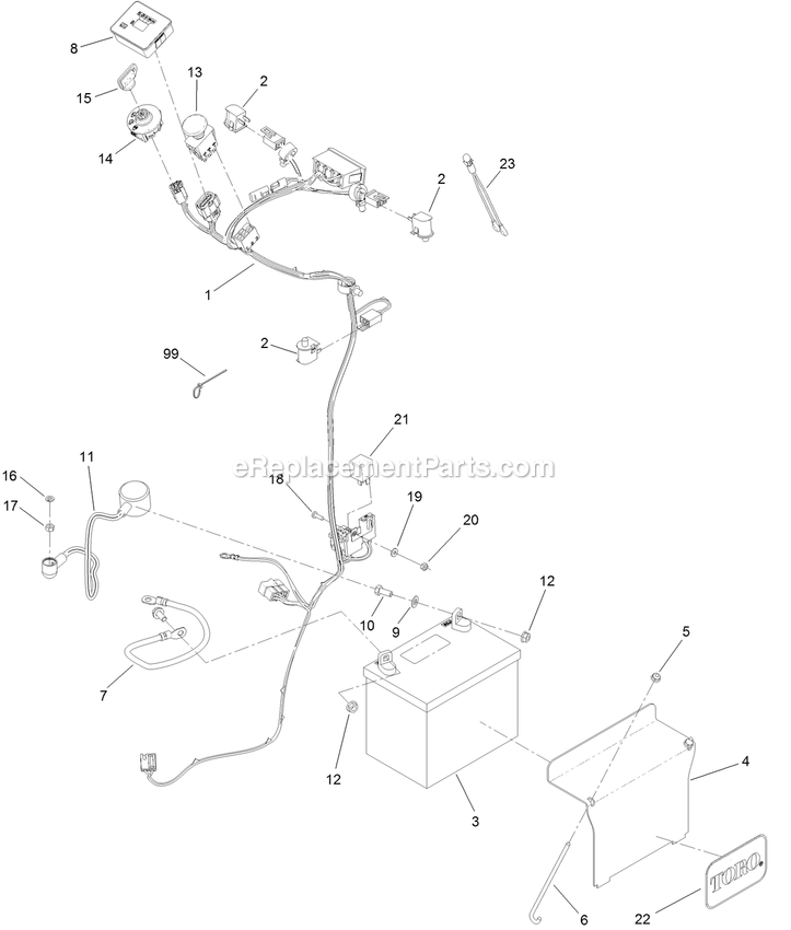 Toro 74518 (403260000-404314199) With 48in Turbo Force Cutting Unit GrandStand Mower Wire Harness Assembly Diagram