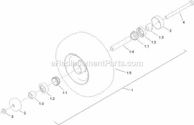 Toro 74519 (316000001-316999999) Grandstand Mower, With 52in Turbo Force Cutting Unit, 2016 Wheel, Tire and Bearing Assembly No. 130-4558 Diagram