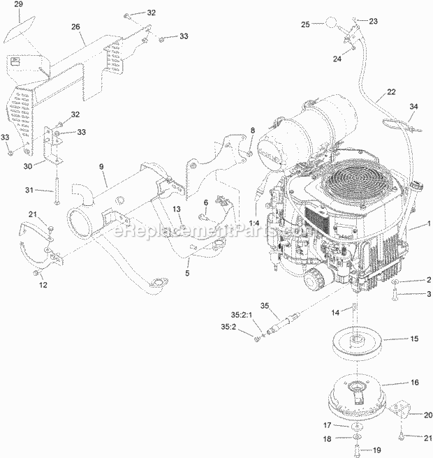 Toro 74523 (400000000-999999999) Grandstand Multi Force Mower, With 60in Turbo Force Cutting Unit, 2017 Engine Assembly Diagram