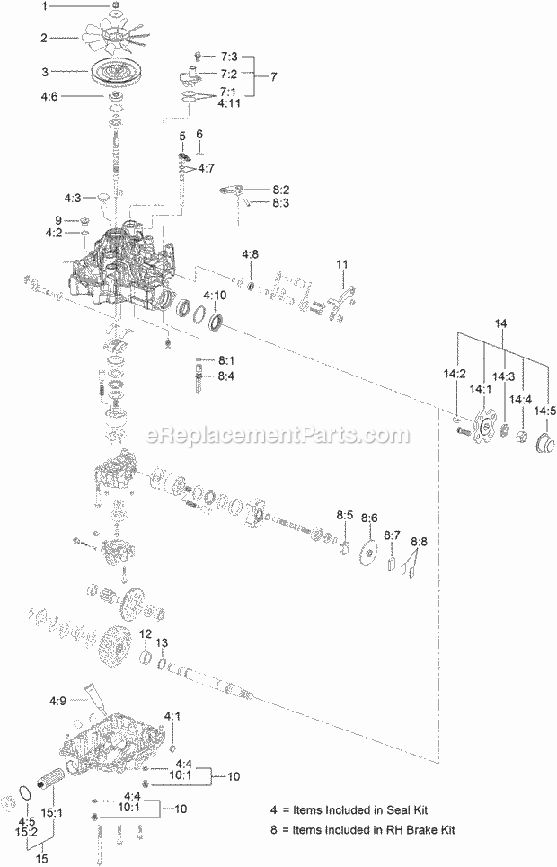 Toro 74529 (400000000-999999999) Grandstand Multi Force Mower, With 52in Turbo Force Cutting Unit, 2017 Rh Transaxle Assembly No. 136-4102 Diagram