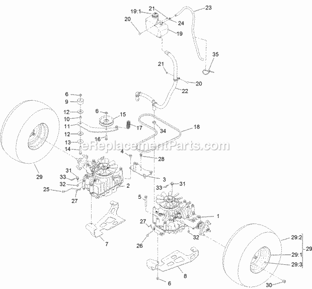 Toro 74529 (400000000-999999999) Grandstand Multi Force Mower, With 52in Turbo Force Cutting Unit, 2017 Ground Drive Assembly Diagram