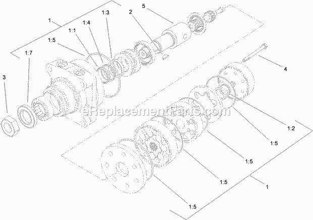 Toro 74534TE (312000001-312999999) Grandstand Mower, With 91cm Turbo Force Cutting Unit, 2012 Hydraulic Motor Assembly 104-1171 Diagram