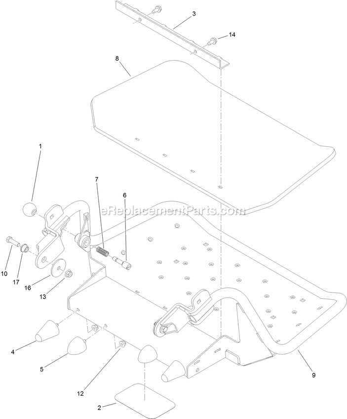 Toro 74534TE (316000001-316999999)(2016) With 91cm Turbo Force Cutting Unit GrandStand Mower Platform Assembly Diagram