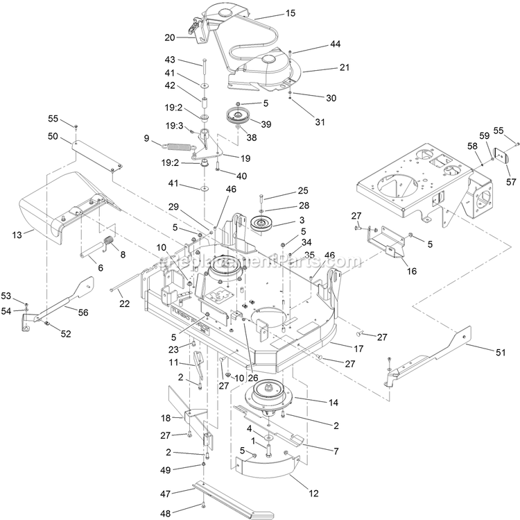 Toro 74534TE (404330000-405599999) With 91cm Turbo Force Cutting Unit GrandStand Mower Deck Assembly Diagram