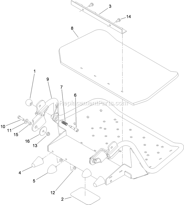 Toro 74534 (310000001-310999999)(2010) With 36in Turbo Force Cutting Unit GrandStand Mower Platform Assembly Diagram