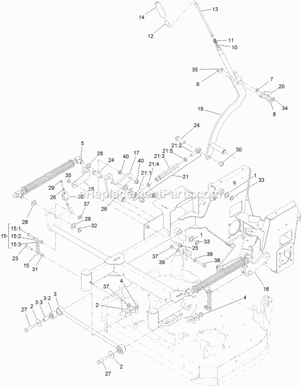 Toro 74536TE (400000000-999999999) Grandstand Mower, With 102cm Turbo Force Cutting Unit, 2017 Deck Lift Assembly Diagram