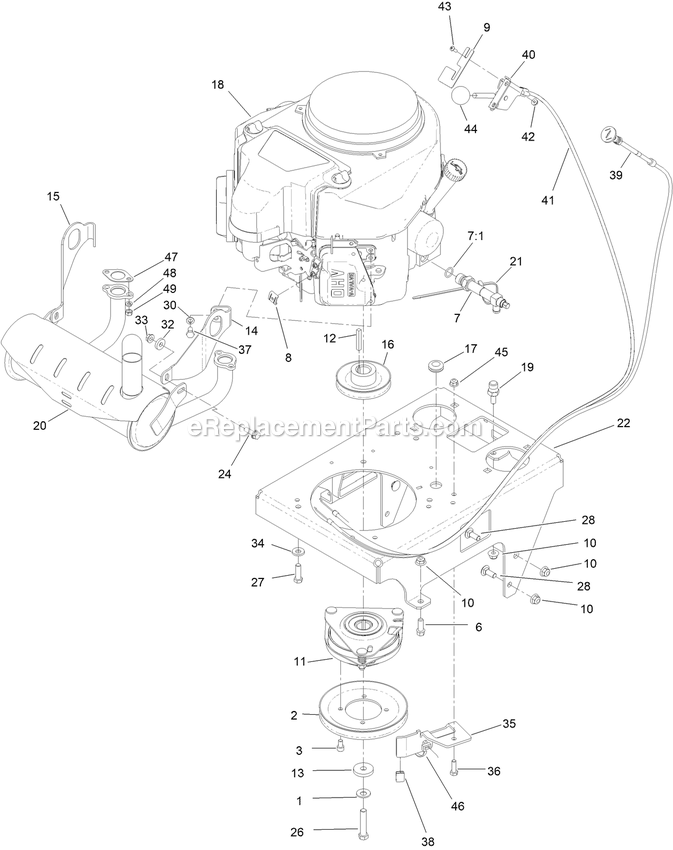 Toro 74536TE (404600000-999999999) With 102cm Turbo Force Cutting Unit GrandStand Mower Engine Assembly Diagram