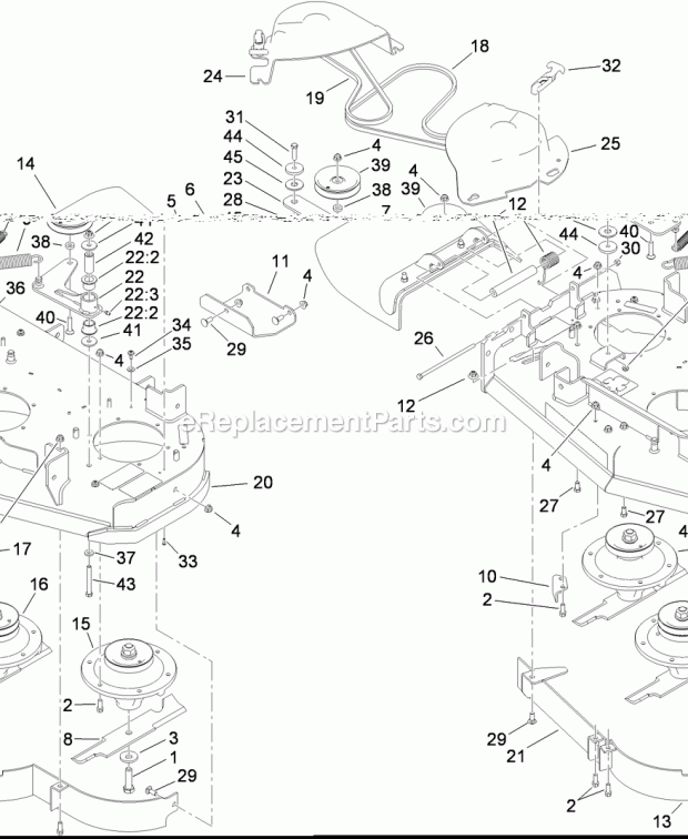 Toro 74536 (310000001-310999999) Grandstand Mower, With 40in Turbo Force Cutting Unit, 2010 Deck Assembly Diagram