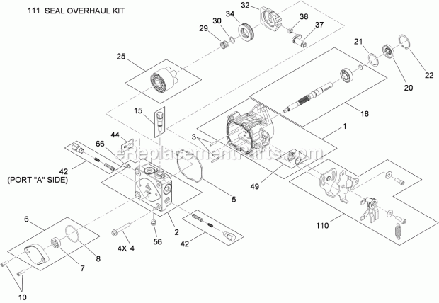 Toro 74536 (311000001-311999999) Grandstand Mower, With 40in Turbo Force Cutting Unit, 2011 Hydraulic Pump Assembly No. 119-0176 Diagram