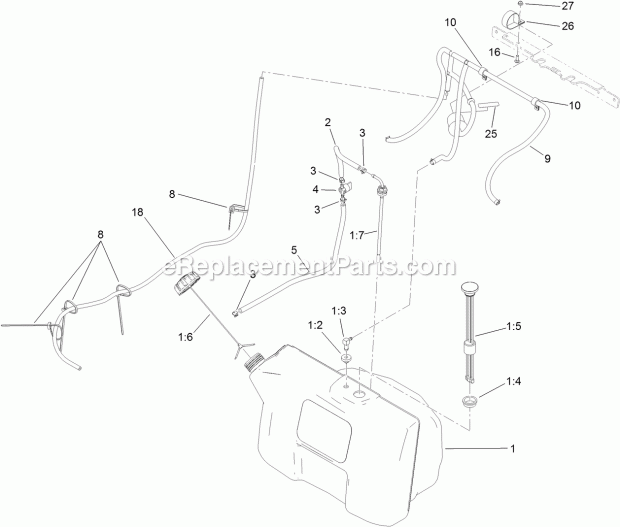 Toro 74536 (312000001-312999999) Grandstand Mower, With 40in Turbo Force Cutting Unit, 2012 Fuel Tank Assembly Diagram