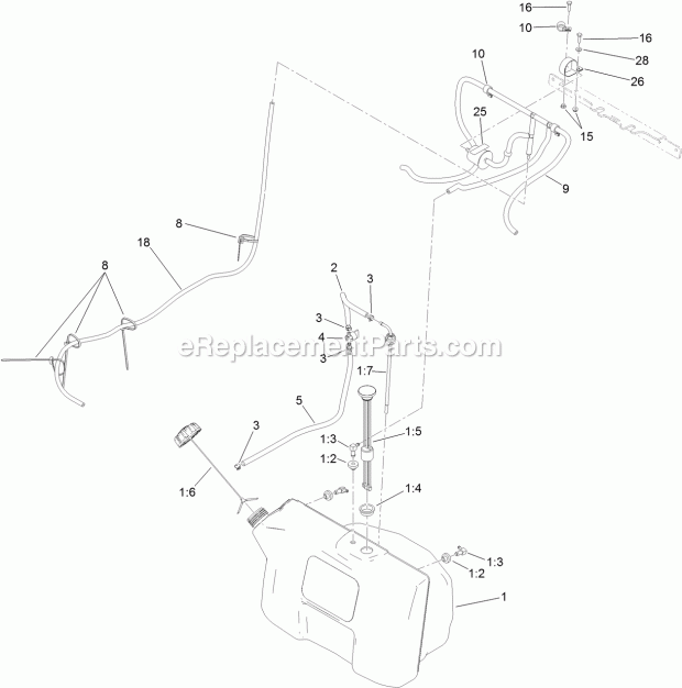 Toro 74536 (316000001-316999999) Grandstand Mower, With 40in Turbo Force Cutting Unit, 2016 Fuel Tank Assembly Diagram