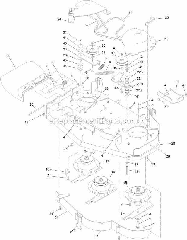 Toro 74536 (316000001-316999999) Grandstand Mower, With 40in Turbo Force Cutting Unit, 2016 Deck Assembly Diagram