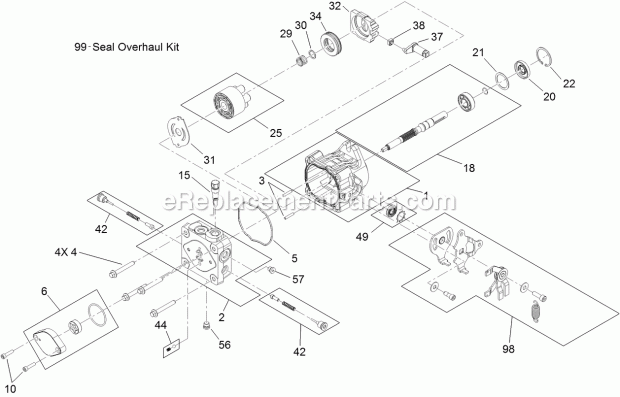 Toro 74538 (311000001-311999999) Grandstand Mower, With 48in Turbo Force Cutting Unit, 2011 Hydraulic Pump Assembly No. 119-7375 Diagram