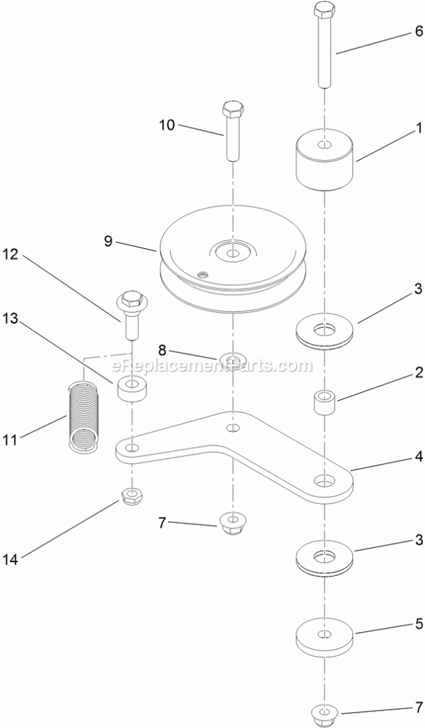Toro 74538 (312000001-312999999) Grandstand Mower, With 48in Turbo Force Cutting Unit, 2012 Pump Idler Assembly Diagram