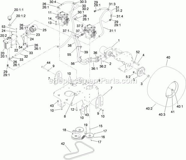 Toro 74548 (310000001-310999999) Grandstand Mower, With 48in Turbo Force Cutting Unit, 2010 Ground Drive Assembly Diagram