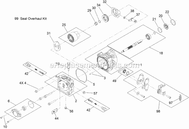 Toro 74549 (313000001-313001000) Grandstand Mower, With 52in Turbo Force Cutting Unit, 2013 Hydraulic Pump Assembly No. 125-4672 Diagram