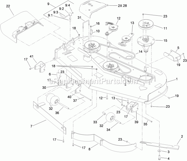 Toro 74550 (310000001-310999999) Grandstand Mower, With 60in Turbo Force Cutting Unit, 2010 Deck Assembly Diagram