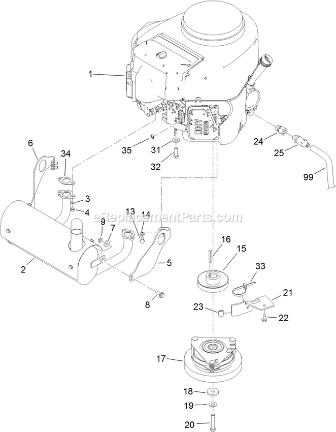 Toro 74553 (311000001-311999999)(2011) With 60in Turbo Force Cutting Unit GrandStand Mower Engine Assembly Diagram