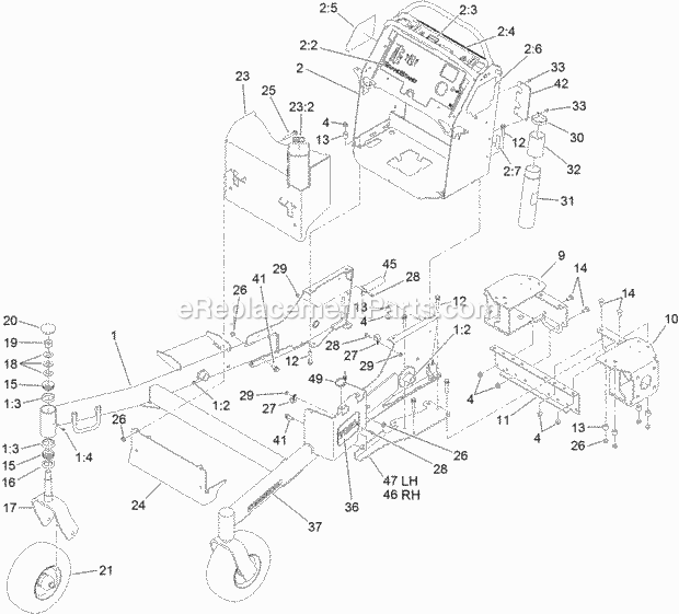 Toro 74553 (311000001-311999999) Grandstand Mower, With 60in Turbo Force Cutting Unit, 2011 Frame Assembly Diagram