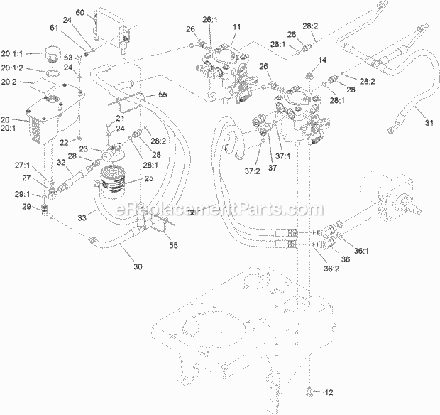 Toro 74553 (313001001-313999999) Grandstand Mower, With 60in Turbo Force Cutting Unit, 2013 Hydraulic System Assembly Diagram