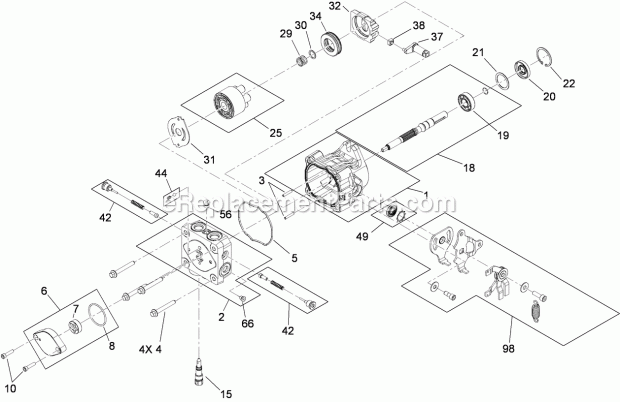 Toro 74558 (290000001-290000209) Grandstand Mower, With 48in Turbo Force Cutting Unit, 2009 Hydraulic Pump Assembly No. 117-3597 Diagram