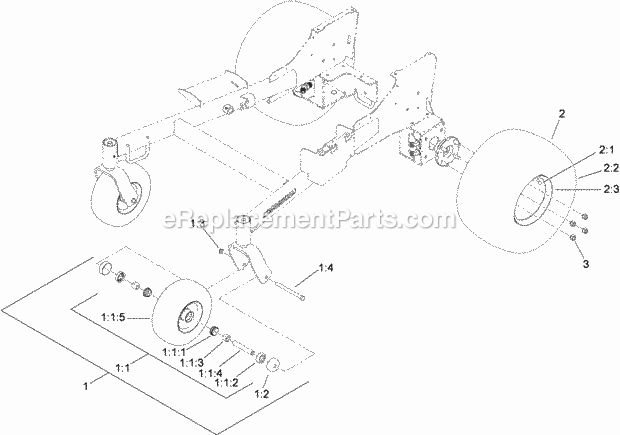 Toro 74558 (290000001-290000209) Grandstand Mower, With 48in Turbo Force Cutting Unit, 2009 Wheel Assembly Diagram